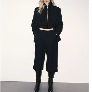 NWT Zara Pleated Jogging Balloon Pants in black Hi Waist Relaxed Fit Women’s L